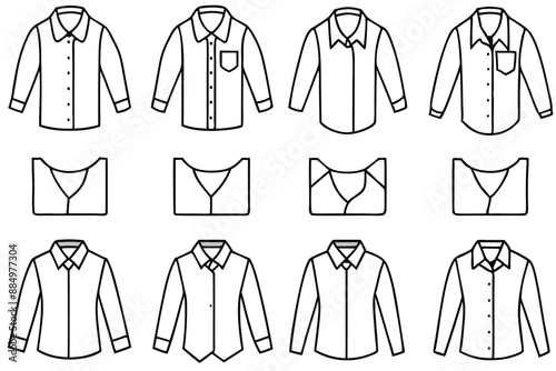 Dress Shirt line art elegant wardrobe staple illustration