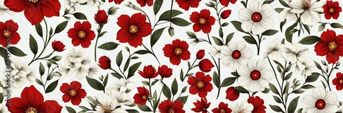 mini red flowers theme border and white background website banner 