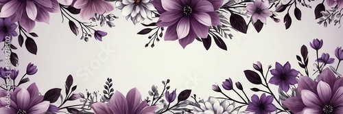 mini purple flowers theme border and purple background website banner	