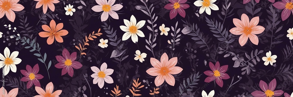 mini pink flowers theme border and purple background website banner mini pink flowers theme border and purple background website banner