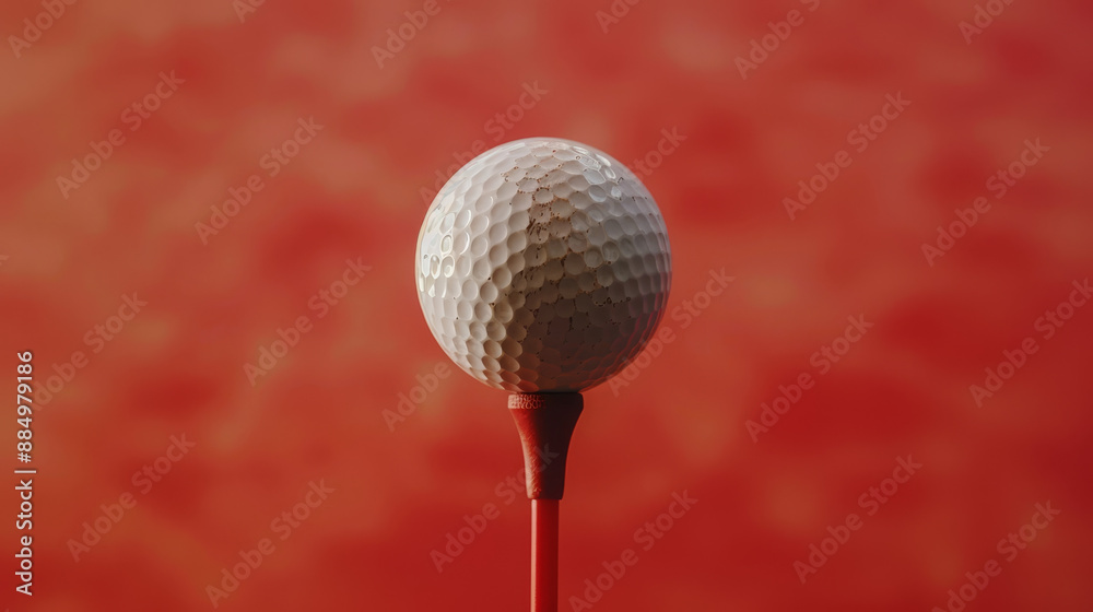 A pristine white golf ball is perched atop a bold red tee. A pristine white golf ball is perched atop a bold red tee.