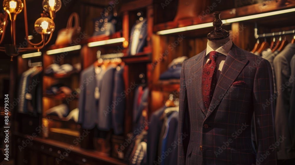 A Tailored Suit on a Mannequin in a Clothing Store A Tailored Suit on a Mannequin in a Clothing Store