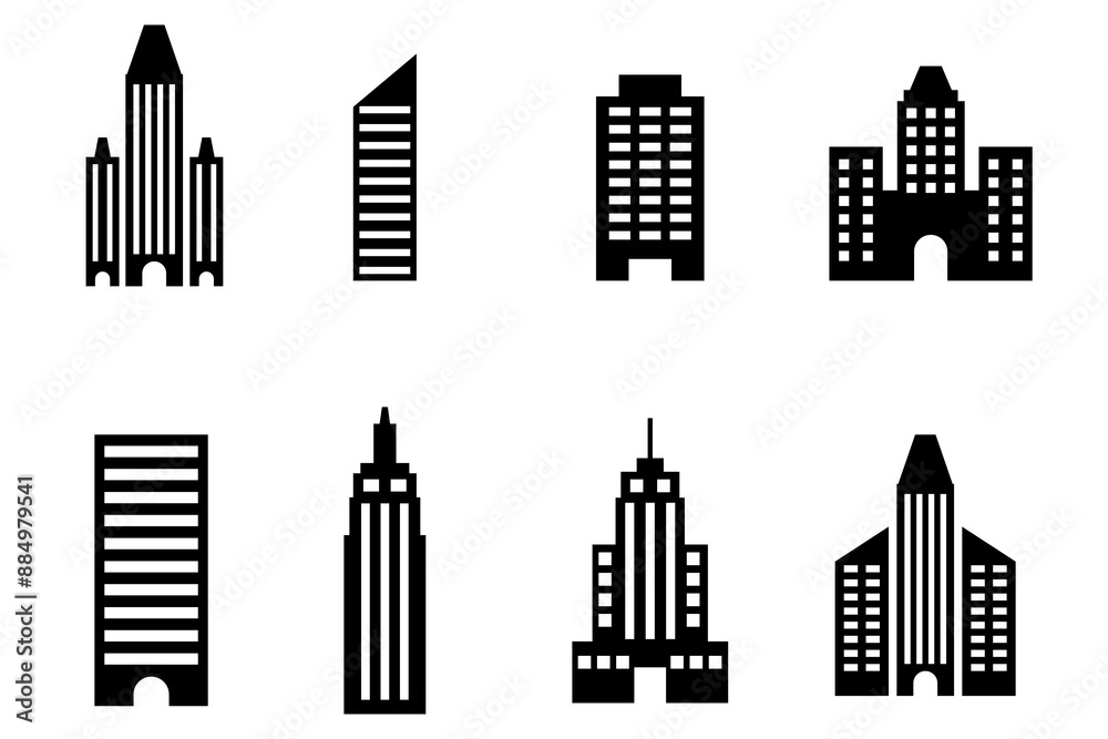 Obraz premium set of silhouette building architecture vector design