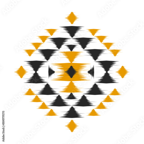 Ikat ethnic pattern art. American, Mexican style. Background Aztec tribal ornament. Design for fabric, clothing, textile, logo, symbol.
