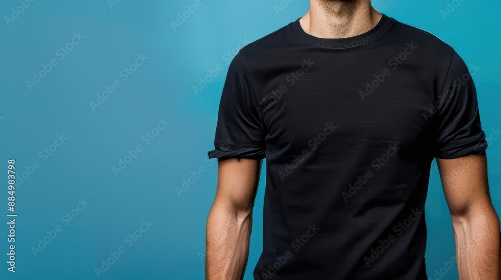 Urban black tshirt, clean blue background for contrast Urban black tshirt, clean blue background for contrast