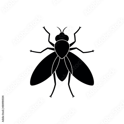 Fly insect vector illustration, Fly icon silhouette vector illustration