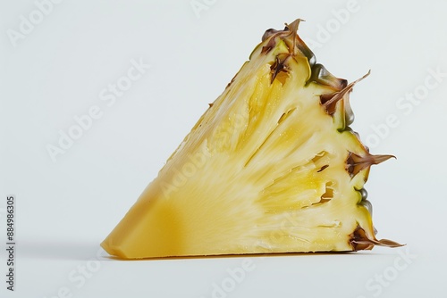 A slice of a pineapple. Exotic fruit. Pulp. Vitamin. Sweet fruit. Delicious. Sliced pineapple. A quarter of a pineapple round piece. Tropical ripe fruit photo