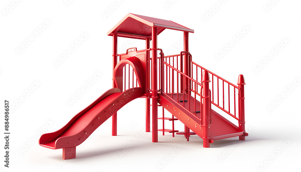 Small red jungle gym isolated on white. Modern playground equipment Small red jungle gym isolated on white. Modern playground equipment