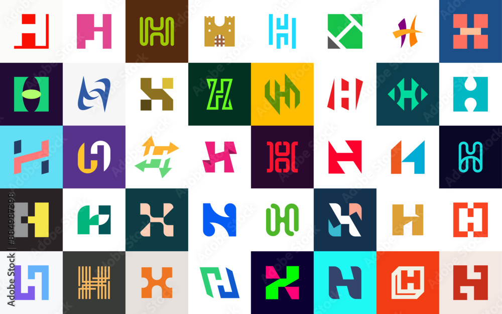 Abstract logos collection with letter H. Geometric abstract logos. Icon design Abstract logos collection with letter H. Geometric abstract logos. Icon design