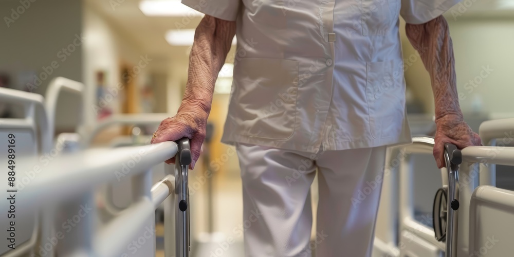 Elderly person receiving physical therapy, rehabilitation, and senior care Elderly person receiving physical therapy, rehabilitation, and senior care