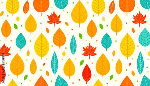 秋の葉が等間隔で散りばめられたグラフィック素材