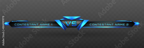 Versus Lower Third in Metallic Black and Neon Blue for Esports, Gaming, and Sports Broadcasts