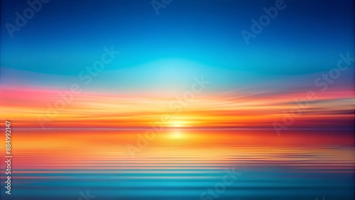 Vibrant orange and pink hues blend seamlessly into a serene blue expanse, creating a stunning warm-to-cool sky gradient background scene.