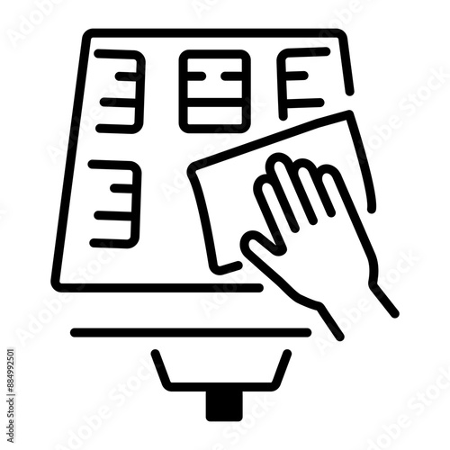 An outline icon of solar cleaning with wipe  