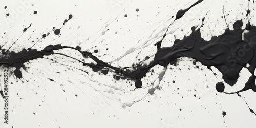 Black Ink Splashes on White Background