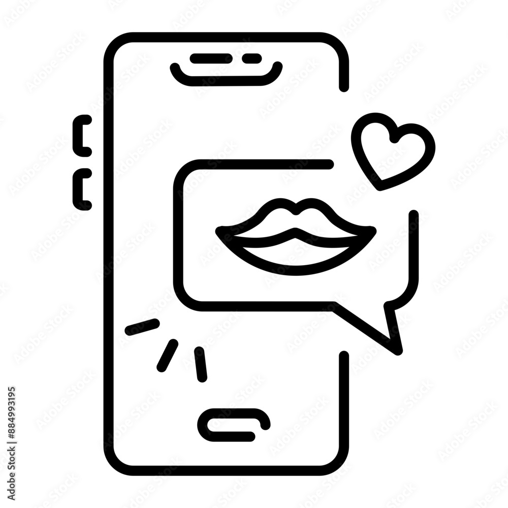 A linear style icon of online kiss A linear style icon of online kiss