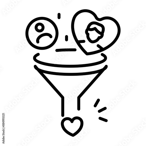 An outline icon of love filter 