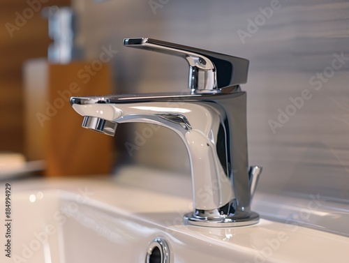 A technician installing a new modern bathroom faucet with a sleek design and improved functionality