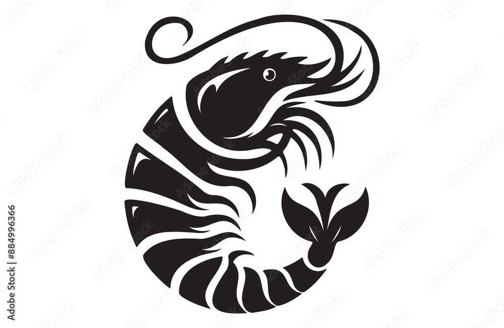 shrimp fish of silhouette vector illustration shrimp fish of silhouette vector illustration