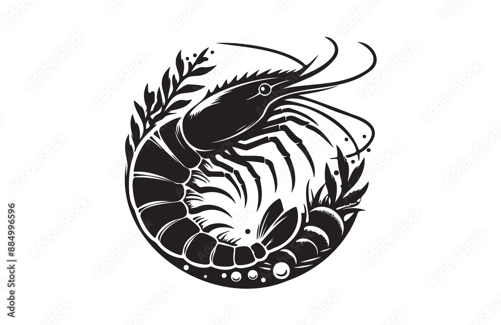 shrimp fish of silhouette vector illustration shrimp fish of silhouette vector illustration