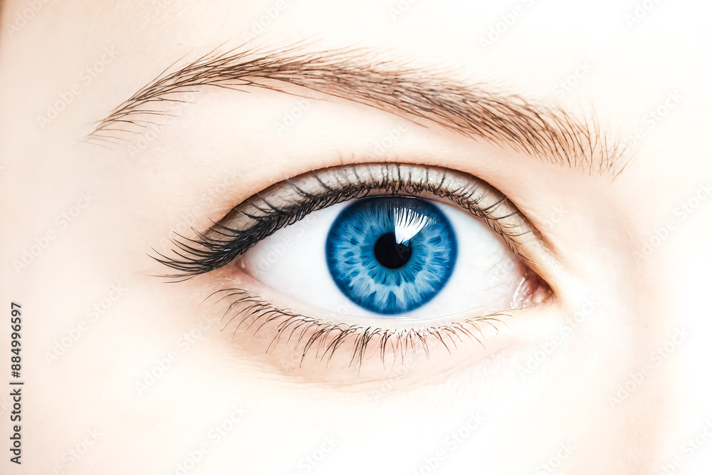 Close-up of a Blue Eye with Long Eyelashes Close-up of a Blue Eye with Long Eyelashes