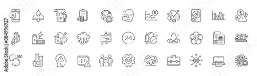 Mental health, 5g technology and Water resistant line icons. Pack of Dollar rate, Calendar, Co2 gas icon. Coronavirus pandemic, Natural linen, Cogwheel pictogram. Face attention. Line icons. Vector