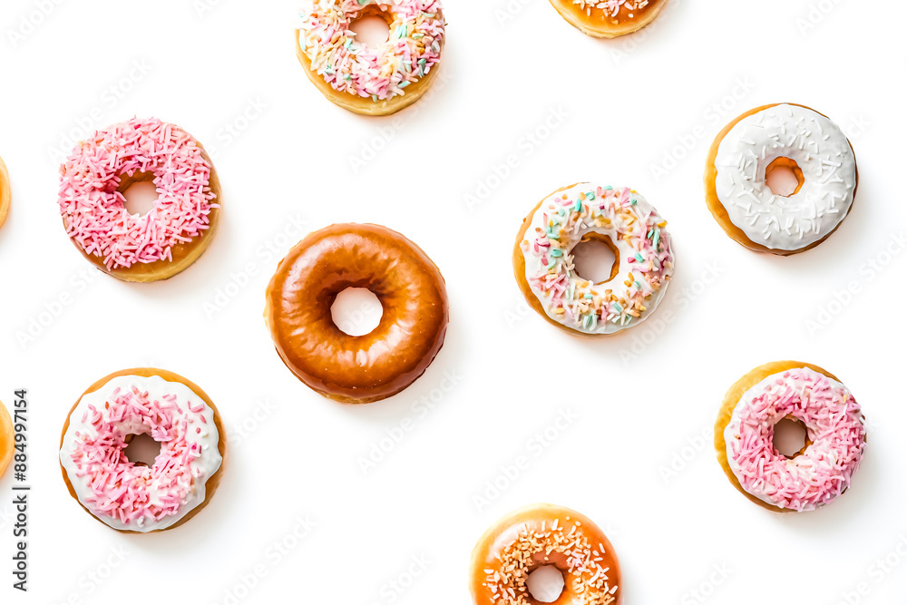 Assorted Donuts on White Background Assorted Donuts on White Background