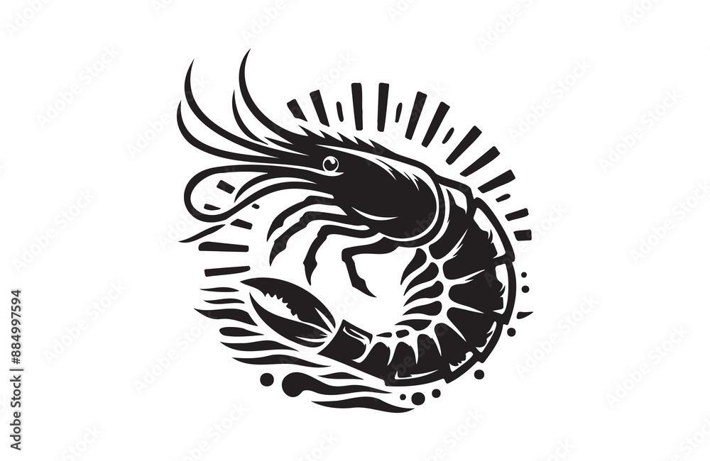 Naklejka premium shrimp fish of silhouette vector illustration
