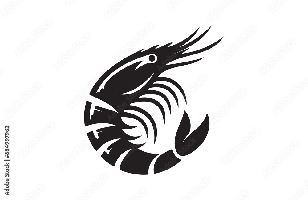 shrimp fish of silhouette vector illustration shrimp fish of silhouette vector illustration