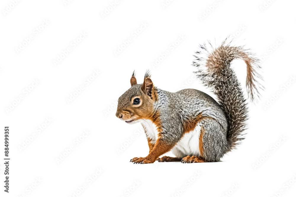 Obraz premium Grey squirrel isolated on white background