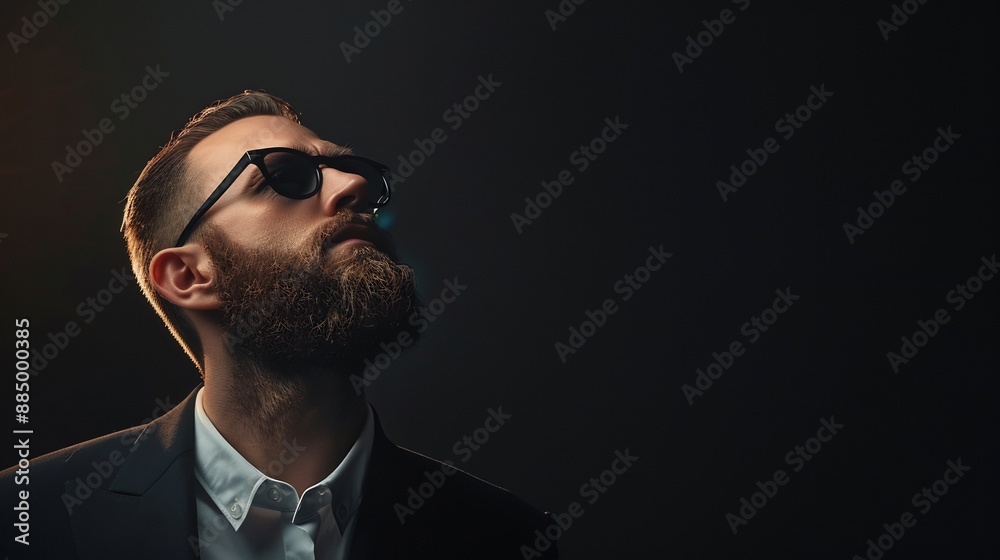 Fototapeta premium Portrait of a bearded man wearing a suit, successful businessman