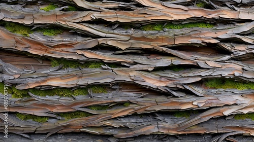 Detailed texture of tree bark with moss, more clarity with clear light and sharp focus, high detailed
