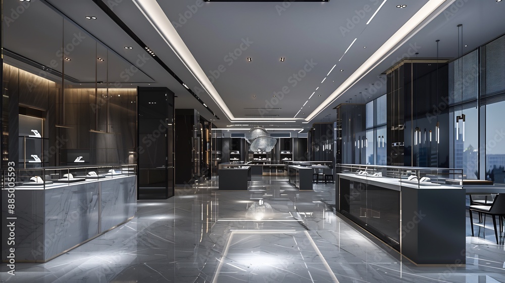 Obraz premium modern jewelry shop interior luxury elegance design