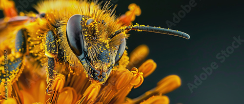 Macro of a bee on a flower