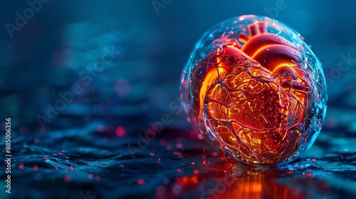 MRI of heart with inflammation in coronary arteries, heart disorder inflammation, vascular health imaging