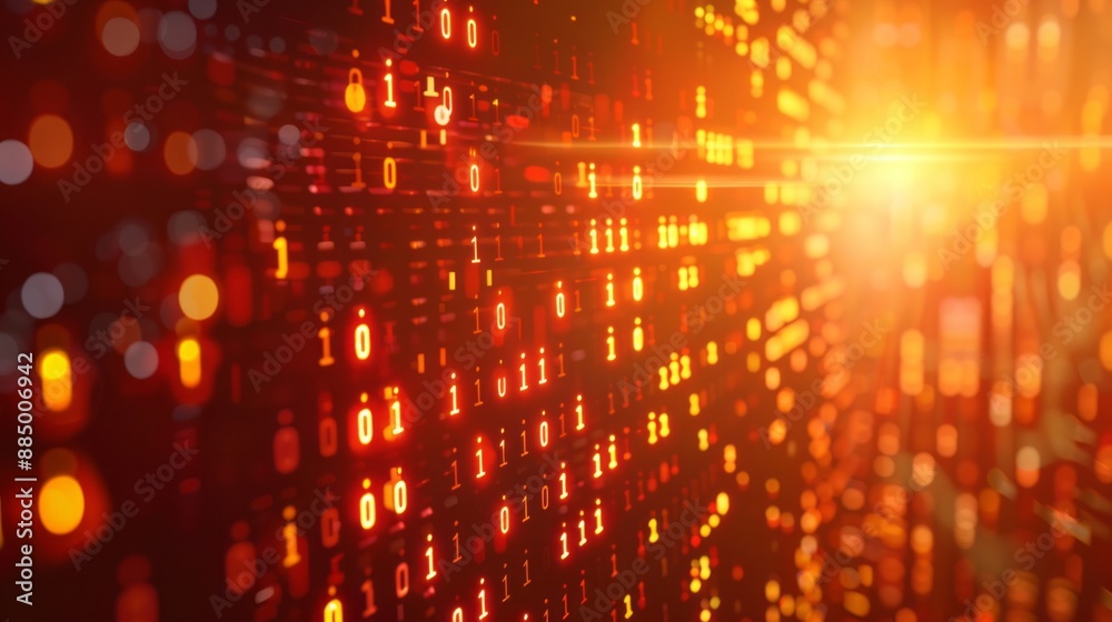 Digital binary code transmission and network connectivity concept with glowing matrix background, illustrating scientific technology data
Digital binary code transmission and network connectivity concept with glowing matrix background, illustrating scientific technology data