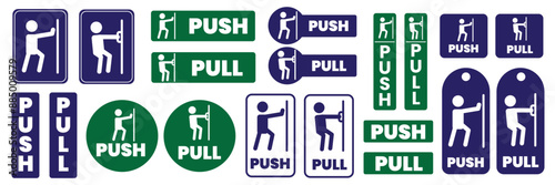push pull icon sign set