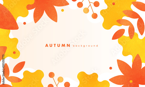 秋の葉っぱ、紅葉をイメージしたおしゃれなアブストラクトの背景。かわいいベクターフレーム素材。