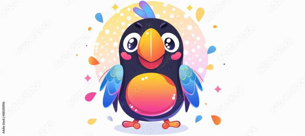 Fototapeta premium Adorable Toucan Logo with Rainbow Colors