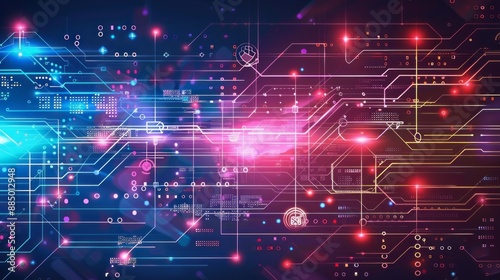 Abstract vector circuit network diagram background design featuring futuristic digital connections, high-tech electronic circuits, and modern data transmission pathways for technology concepts and inn