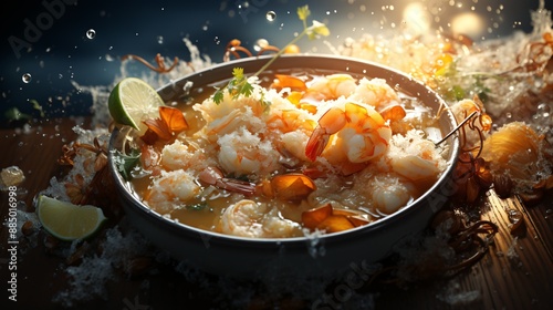Shrimp soup with noodles an...
