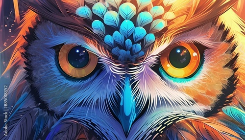 ai generative of both eyes of an owl photo