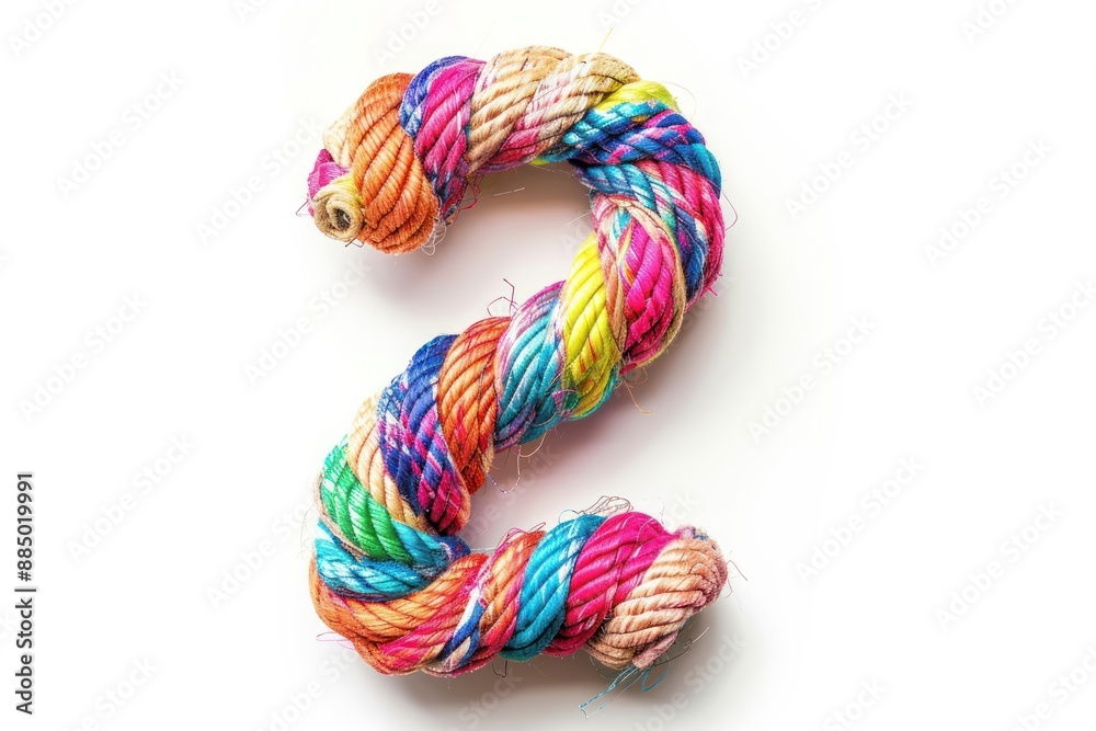 Number 2 in shape of color rope Isolated on white background Number 2 in shape of color rope Isolated on white background