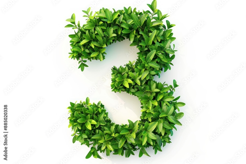 Number 3 in shape of green grass and leaves Isolated on white background Number 3 in shape of green grass and leaves Isolated on white background