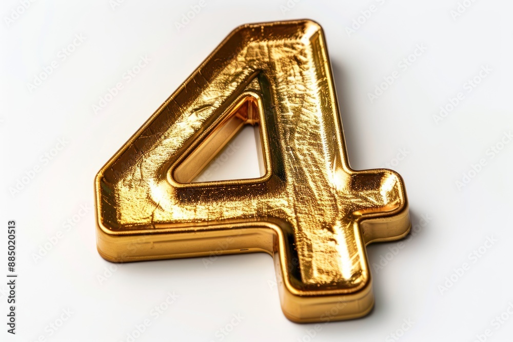 Number 4 in shape of gold Isolated on white background Number 4 in shape of gold Isolated on white background