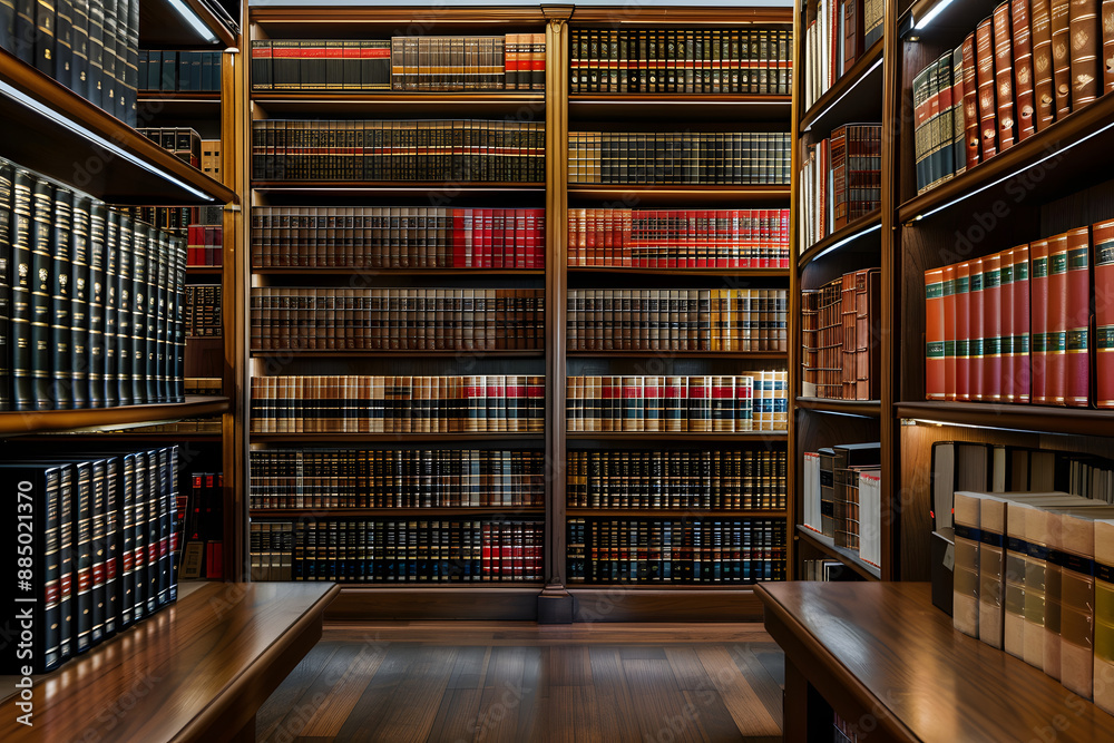 Law Library. Rows of Books and Legal References in a Law Firm Law Library. Rows of Books and Legal References in a Law Firm