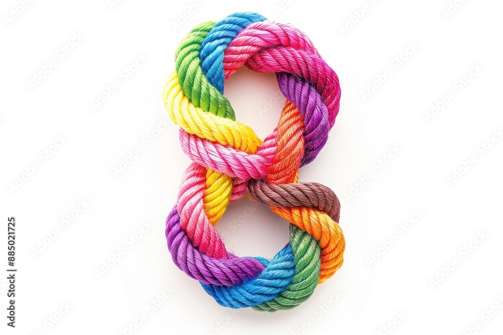 Number 8 in shape of color rope Isolated on white background Number 8 in shape of color rope Isolated on white background