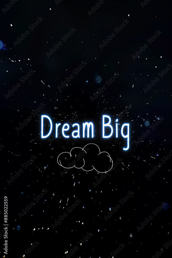 Dream Big: 8K Inspirational Black Background Motivational Quote Wallpaper for Desktop, Tablet, and Mobile with writing “ Dream Big “