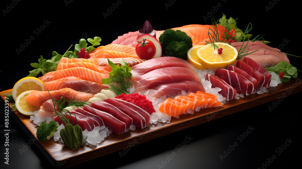Japanese sashimi platter food photography poster background Japanese sashimi platter food photography poster background