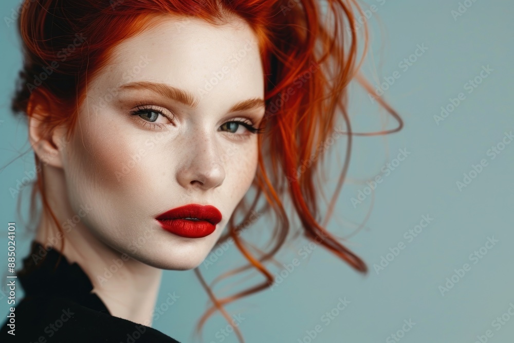 portrait of fashion model red hair girl advertising hair coloring salon portrait of fashion model red hair girl advertising hair coloring salon
